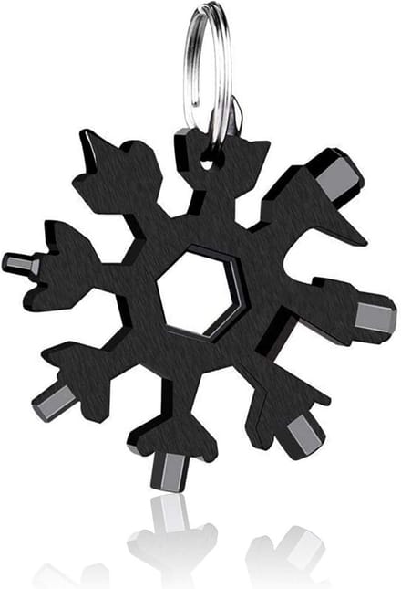 Multifunctionele 18-in-1 Sneeuwvlok Tool Sleutelhanger voor Buitenactiviteiten