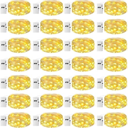 24 Stuks 3 Modi LED Sfeerverlichting met Timerfunctie, 2 m 20 LED Draadlichtjes voor Feest, Kerst en Bruiloft