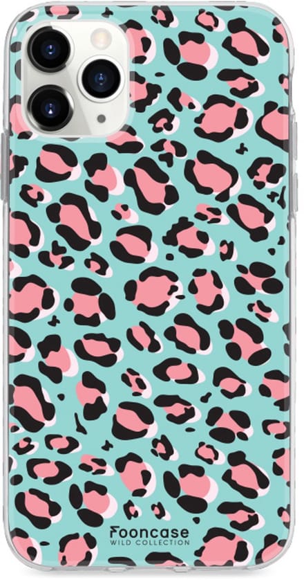 Fooncase Hoesje Geschikt voor iPhone 11 Pro Max - Shockproof Case - Back Cover / Soft Case - Luipaard / Leopard print / Blauw