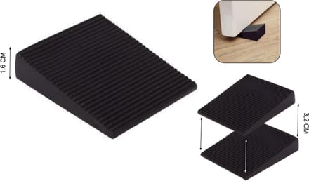 PD® - 2x Deurstopper - Deurwig - 1.6cm - Stapelbaar naar 3.2cm/4.8cm - Deurstopper Zwart Rubber - Rubber Deurstop