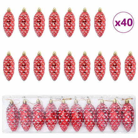 vidaXL - Kerstdennenappelbal - 40 - st - Rood - 4 - x - 9 - cm - Kunststof