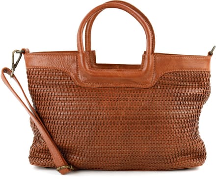 Bear Design Jasmijn M Gevlochten Leren Handtas - Schoudertas - Cognac
