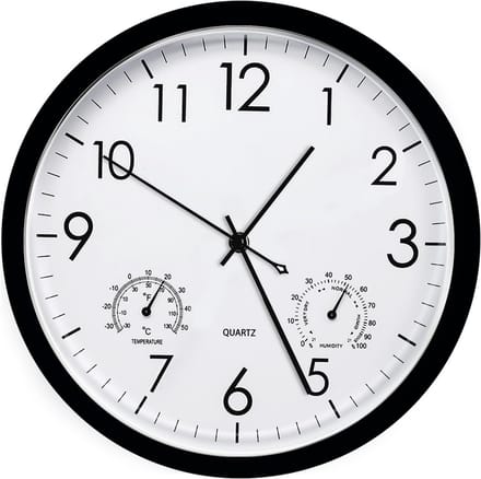 Stille Wandklok 30 cm met Hygrometer en Thermometer
