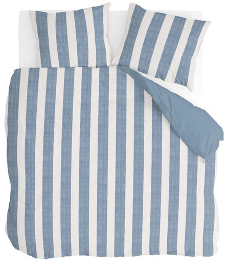 Byrklund Dekbedovertrek Ocean Stripes - 200x220 - 100% Polyester - Wit / Blauw