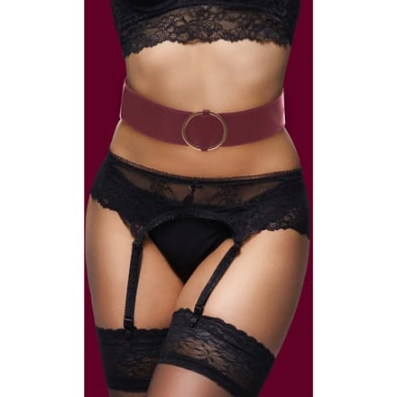 Ouch Halo - Heupriem met bondage ringen - Burgundy
