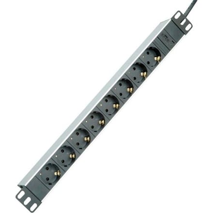 ROLINE 19" stekkerdoos 8-voudig + C14 stekker, zilver, 2 m