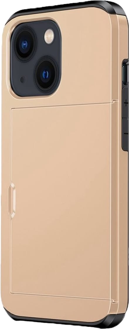 Hoesje geschikt voor iPhone 16e - Backcover - Hardcase - Pasjeshouder - Portemonnee - Shockproof - TPU - Goud