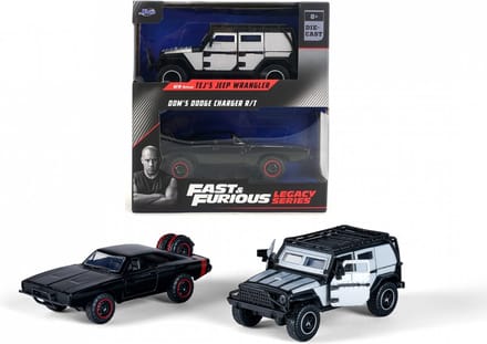 Fast and Furious duo pack modelauto 1:32 Jeep Wrangler + Dodge Charger Off Road