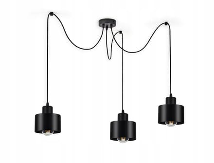 Spider Hanglamp Loft Edison Mat Zwart 3xE27