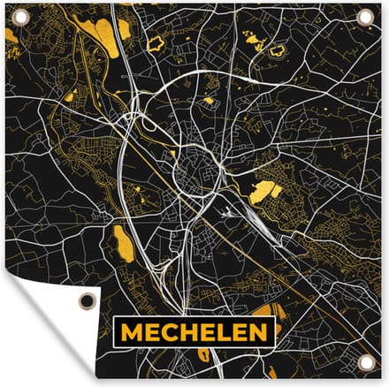 Tuindoek Stadskaart - Mechelen - Goud - Kaart - Plattegrond - 100x100 cm