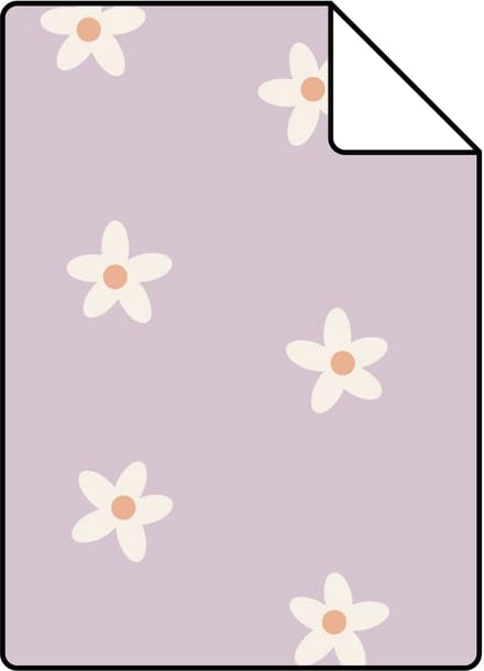 Proefstaal ESTAhome behang madeliefjes lila paars - 26.5 x 21 cm - 131114-S