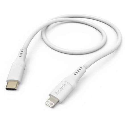 Hama Silicone USB-C naar Lightning Kabel - Oplaadkabel geschikt voor iPhone / iPad - MFI gecertificeerd - 3A USB 2.0 - 480Mbps - 150cm - Wit