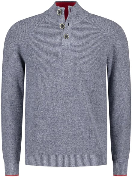 NZA - Blauwe katoenen half button trui