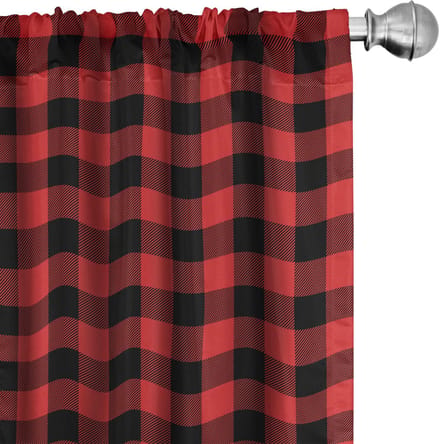 ABAKUHAUS Plaid gordijnen – 2x75x245 cm – microvezel – Schotse ruit