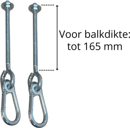 2 Stuks - B-Play Schommelhaken - Karabijnhaak -Volledig Draad - M12 180mm