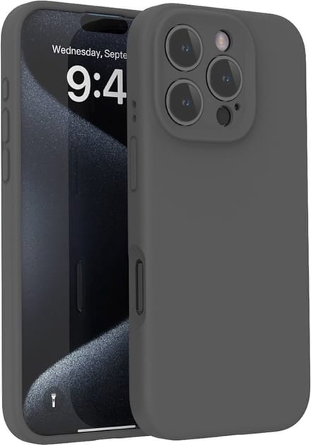 Lunso Geschikt voor iPhone 16 Pro hoesje - Flexibel siliconen Backcover - Donkergrijs