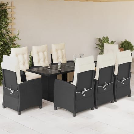 vidaXL - 9-delige - Tuinset - poly - rattan - zwart