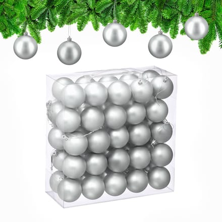 kerstballen set van 50 - Ø 6 cm - mat - kunststof - zilver