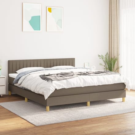 vidaXL - Boxspring - met - matras - stof - taupe - 180x200 - cm