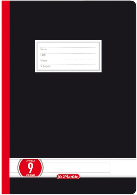 Herlitz schoolschrift, A4-formaat, gelinieerd met kantlijn.