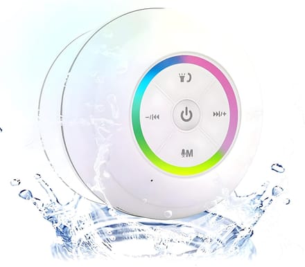QIN® Douchespeaker - Douche Radio met Bluetooth - Waterdichte Speaker - Ingebouwde Microfoon - Met Zuignap - Oplaadbaar - Wit - ‎5cm x 9cm x 10cm
