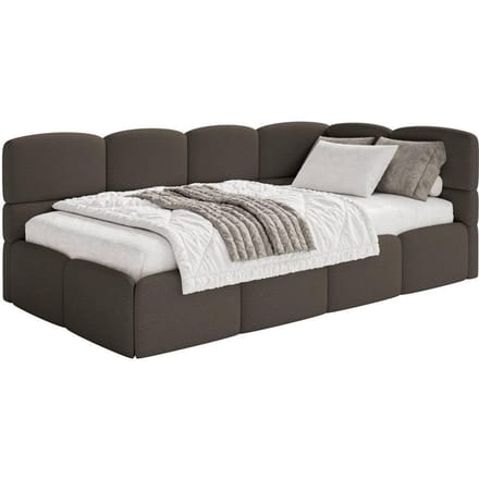 Jeugdbed Chloe rechts bouclé 90x200 met opbergruimte | NADUVI Collection