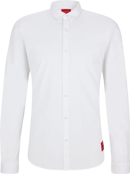 HUGO Ero-w slim fit overhemd - wit - Strijkvriendelijk - Boordmaat: 41 - 42