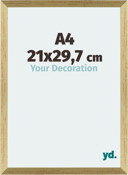 Your Decoration - Fotolijst A4 21x 29,7 cm - MDF - Goud Glans - Mura