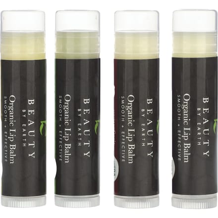 Beauty By Earth, Baume à lèvres à la cire d'abeille biologique, Multipack exotique, 4 tubes, 0,15 oz chacun beige