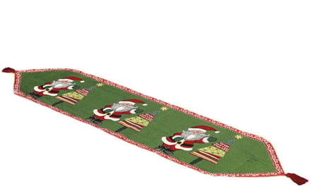 Fiestas Guirca - Tafelloper Santa en kerstbomen 33 x 137 cm