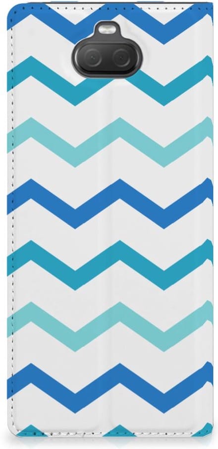 Sony Xperia 10 Plus Hoesje met Magneet Zigzag Blauw