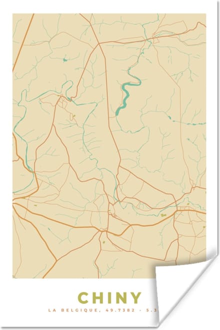 Poster Stadskaart - Vintage - Chiny - Plattegrond - Kaart - 40x60 cm