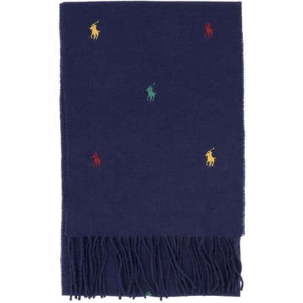 Polo Ralph Lauren Pony Geborduurde Franje Sjaal Pc1315 410 PC1315-410 blue
