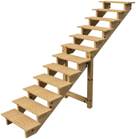 BERLIN Houten Buitentrap - 12 Open Treden 207 cm Hoog - 80 cm Breed