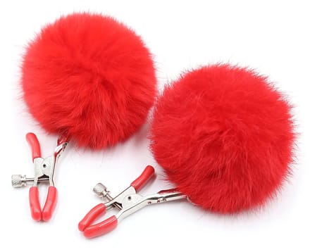 Smart Moves - Tepelklemmen met Fluffy Pompoms - Rood
