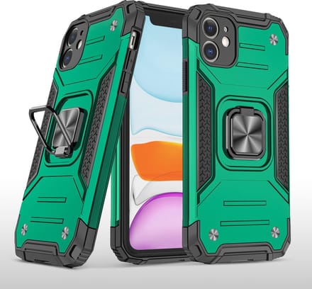Hoesje Geschikt voor iPhone 11 Pro - Heavy Duty Armor hoesje Met Kickstand ringhouder – Groen