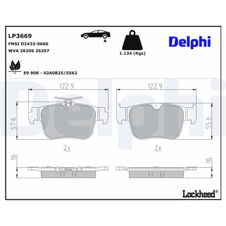Remblokset DELPHI LP3669, achter