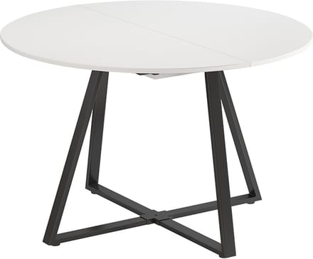 Vicco Eettafel Loyd, Wit/Zwart, 120-160 x 120 cm uitschuifbaar