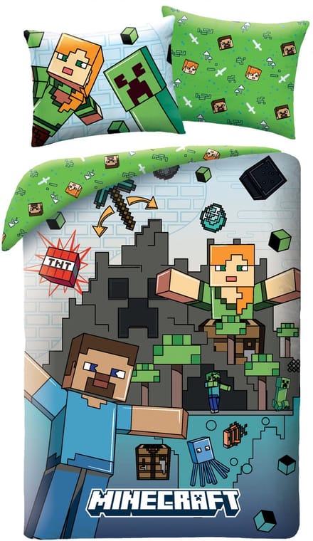 Minecraft Dekbedovertrek Blocks - 140 x 200 cm / 70 x 90 cm - Katoen