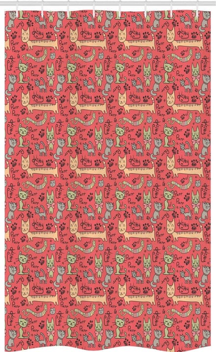 ABAKUHAUS Katten douchegordijn – Kitty Doodle Pootjes – 120x180 cm