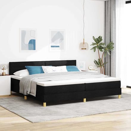 vidaXL - LED - Box - Spring - Bed - met - hoofdeinde - Zwart - 200 - x - 200 - cm - Stof