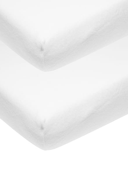 Meyco Baby Uni Molton stretch hoeslaken co-sleeper - white - 2-pack - 50x90cm