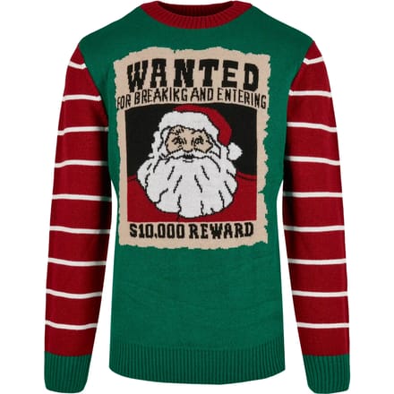 Urban Classics - Wanted Christmas Sweater/trui - S - Groen/Rood