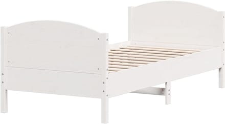 Bedframe met hoofdeinde - Houten bed - Slaapcomfort creëren - Massief grenenhout - 100x200 cm - Wit