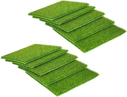 Kunstgras vierkanten - Nep grasmatten - Doe-het-zelf decoratie - Realistisch groen uiterlijk - 10 stuks 15cm - Groen