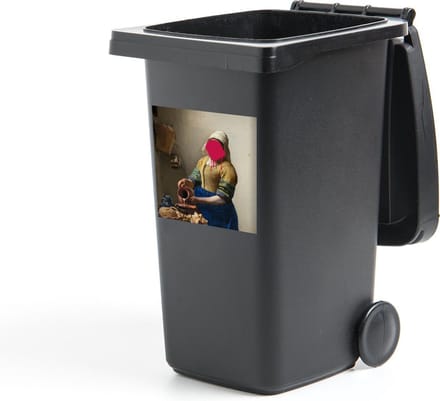 Container sticker Het melkmeisje - Vermeer - Kunst - 40x40 cm - Kliko sticker