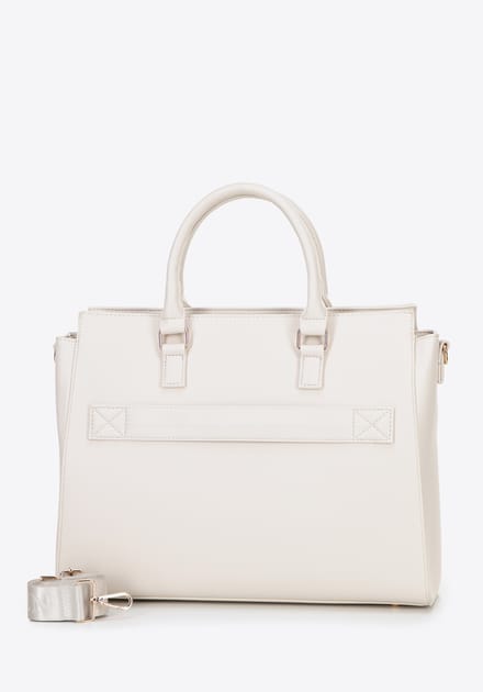 Wittchen Dames 17" Laptoptas in Imitatieleer Off-White Eco-Leer