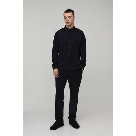 Regular Fit Shirt met Lange Mouwen en Toelopende Broek Set | Black | Size Medium