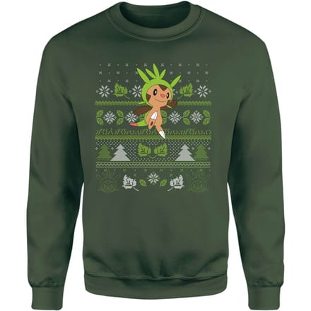 Pokemon Chespin Christmas Christmas Jumper - Green - M