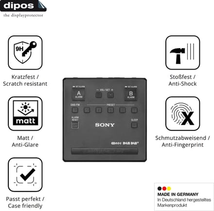 dipos – 2x Matte Pantserfolie geschikt voor Sony XDR-C1DBP | 9H Screenprotector